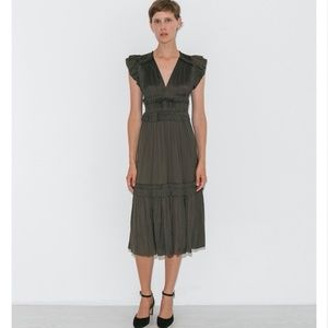 Ulla Johnson Jolee Dress Peat Green Midi EUC 4